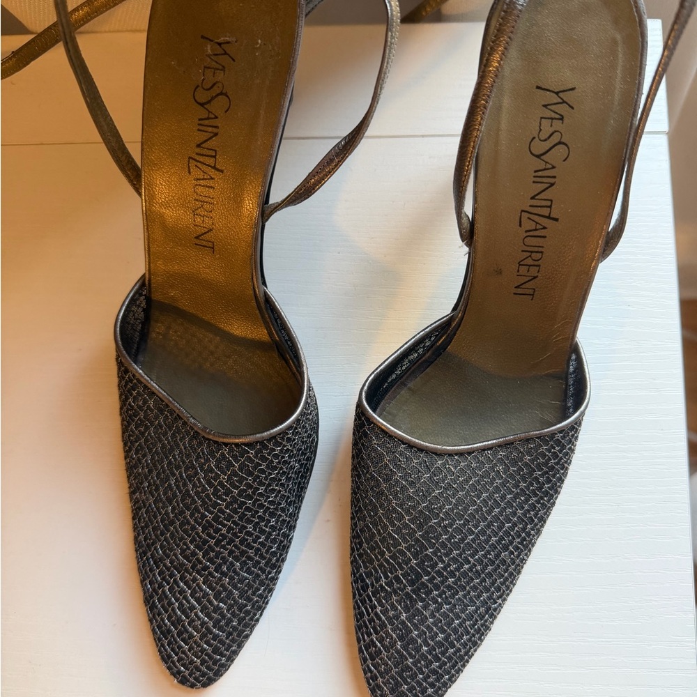 Saint Laurent YSL Metallic Luxor Mesh Heels Size 8 - Picture 3 of 7